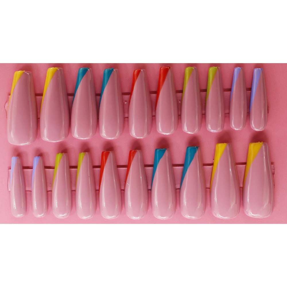 Pride and Pink Long Coffin Gloss Finish Press On Nails Long Long